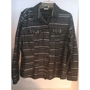 Chicos Black and Silver Jacket SZ 1 (Medium) Party Business